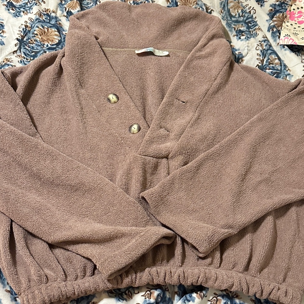 Free people  bino pullover TaupeButton-Up Sweater